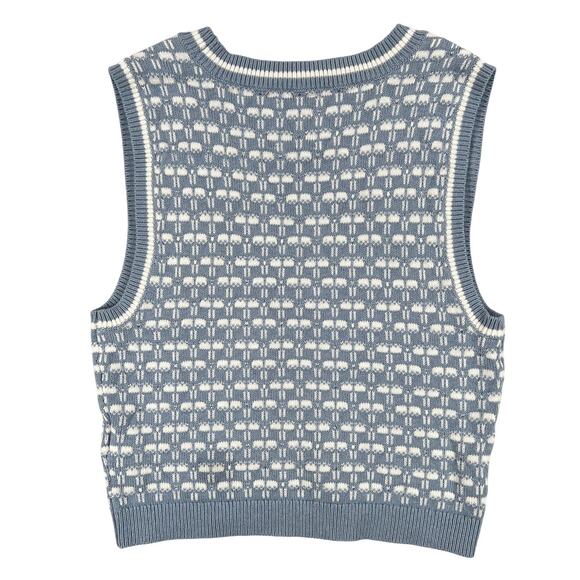 Abercrombie and Fitch V Neck Sweater Vest Pullover Womens L Blue White Knit - Picture 2 of 6